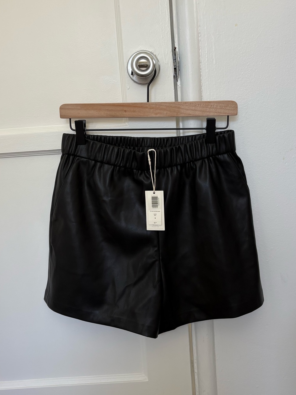 Z Supply Black Faux Leather High-Waist Shorts